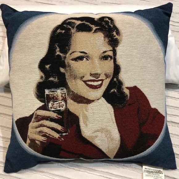 Pepsi Other - 🔵 Vintage & NEW - Pepsi "Pinup" Girl Woven Tapestry Pillow - Rare - w/Pillow Tag